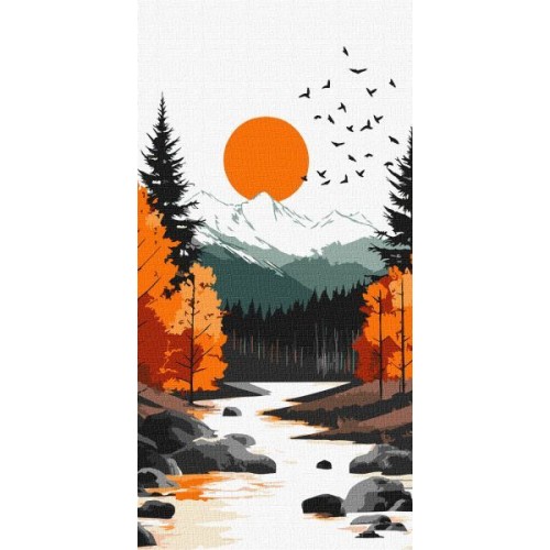 Картина за номерами - "Жовтий місяць серед осіннього лісу" ©art_selena_ua, 40х80см (Ideyka)