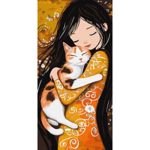 Картина за номерами - "Кіт на руках" ©art_selena_ua, 40х80см (Ideyka)