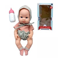 Пупс 35см (СІРИЙ+РОЖЕВИЙ КОСТЮМ)