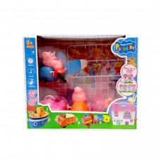 Набор героев Свинка Пеппа 4 фигурки, герои, машинка, стол и стульчики, набор продуктов в коробке