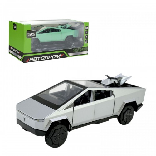Машина мет. 1:32 Tesla pickup truck beach, батар,світло,звук,відкр.двері,короб. 19,5*9*9см (Автопром)