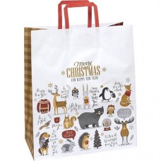 Пакет подарочный бумажный НОВОГОДНИЙ КРАФТ белый 