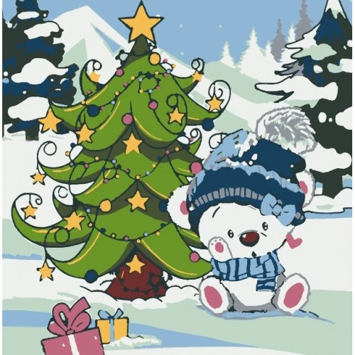 Картина по номерах зі світлодіодною підсвіткою "Під ялинкою" 25x25 см (Riviera Blanca)