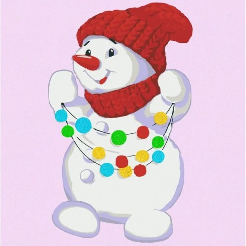 Картина по номерах зі світлодіодною підсвіткою "Сніговик" 25x25 см (Riviera Blanca)