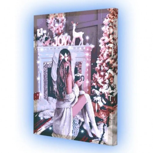 Картина по номерах зі світлодіодною підсвіткою "Різдвяні вогні" 40х50 см (Riviera Blanca)