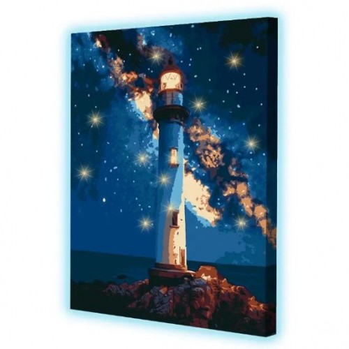 Картина по номерам со светодиодной подсветкой "Звездный маяк" 40х50 см (Riviera Blanca)