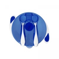 Тарелка на присоске с ложкой и вилкой (СИНЯЯ)