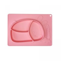 Силиконовая тарелка-коврик Зая (СВЕТЛО-РОЗОВЫЙ)