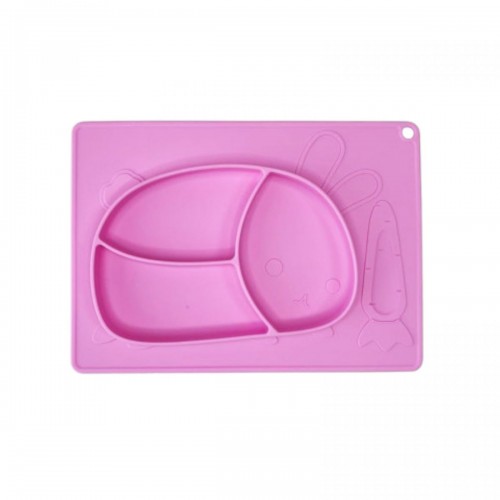Силиконовая тарелка-коврик Зая (РОЗОВЫЙ) (MiC)