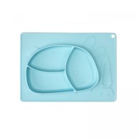 Силиконовая тарелка-коврик Зая (Голубой)