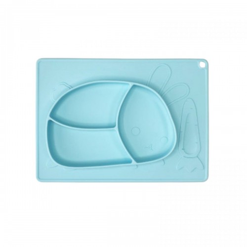 Силиконовая тарелка-коврик Зая (Голубой) (MiC)