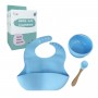 Набор силиконовая тарелка и слюнявчик в коробке (ГОЛУБОЙ) (Mega Zayka)
