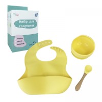 Набор силиконовая тарелка и слюнявчик в коробке (ЖЕЛТЫЙ)