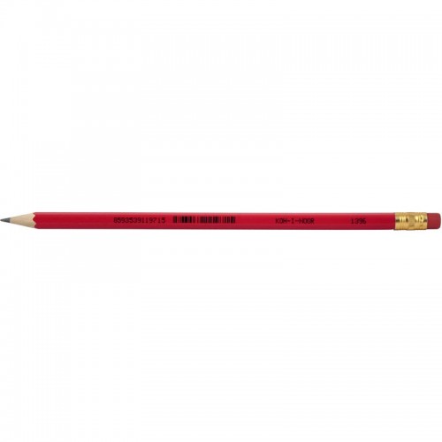 Карандаш графитный 1396, НВ, красный, ластик (KOH-I-NOOR)
