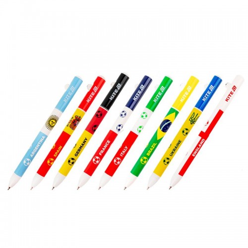 Ручка шариковая автоматическая Football nations, синяя (Kite)