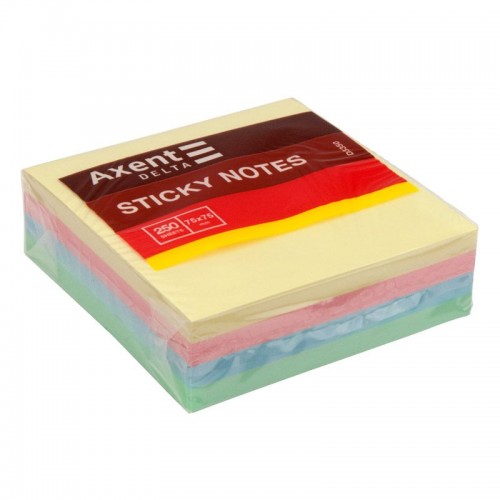 Блок бумаги с липким слоем 75x75 мм, 250 л., паст. куб (Axent)