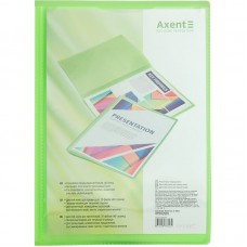 Дисплей-книга с карманом, А4, 20 файлов, прозрачная зеленая