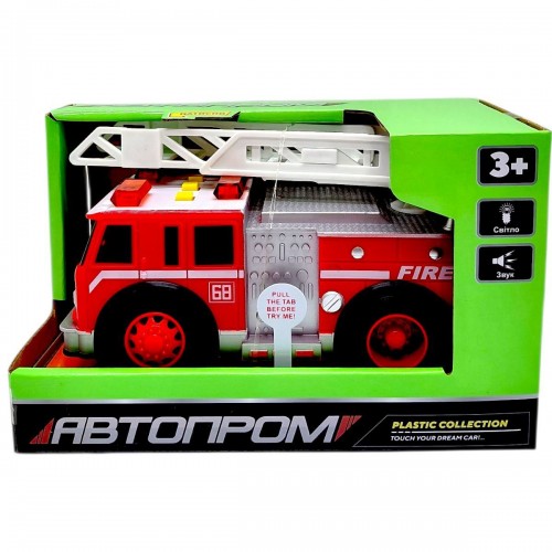 Машина АВТОПРОМ "Пожарная" (свет, звук, коробка – 21х13х11 см) (Автопром)