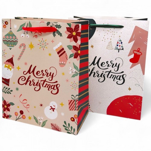 Пакет паперовий LARGE XMAS Merry2 26x12,7x32,4, 210gsm ,асорті (MiC)