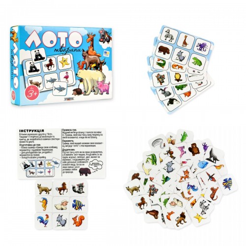 Настільна гра "Лото.Тварини" українською мовою (Strateg)