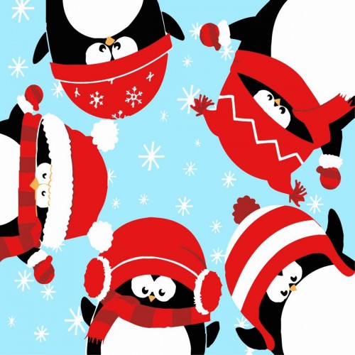 Картина по номерах "Пінгвіни-друзі" 20х20 см (Strateg)