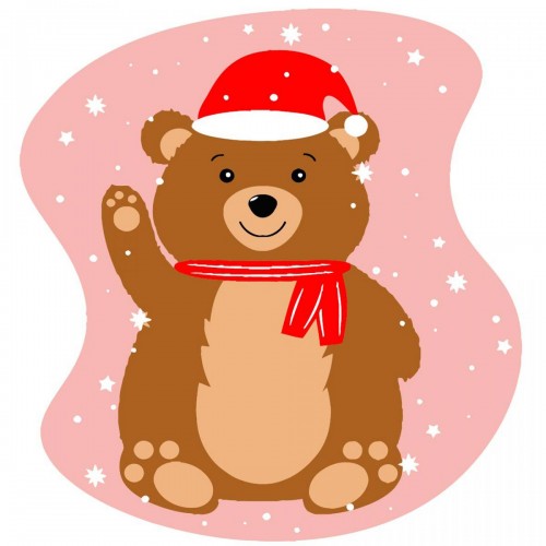 Картина по номерах "Ведмедик у шапці" 20х20 см (Strateg)