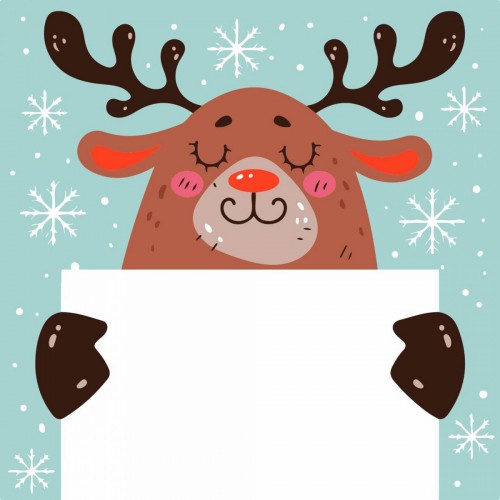 Картина по номерах "Олень з листівкою" 20х20 см (Strateg)