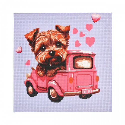 Набір для творчості "Вишивка хрестиком: Песик за кермом" 30х30 см (Strateg)