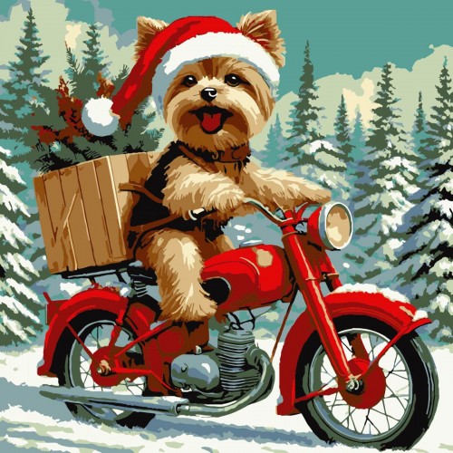 Картина по номерах "Песик у шапці" 30х30 см (Strateg)