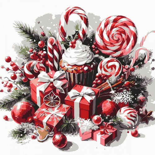 Картина по номерах "Різдвяні солодощі" 30х30 см (Strateg)