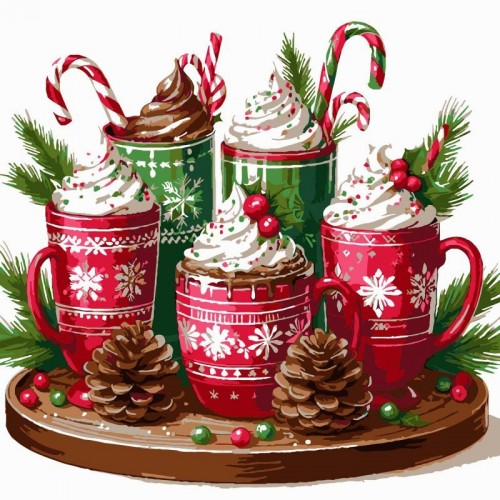 Картина по номерах "Зимові горнятка" 30х30 см (Strateg)