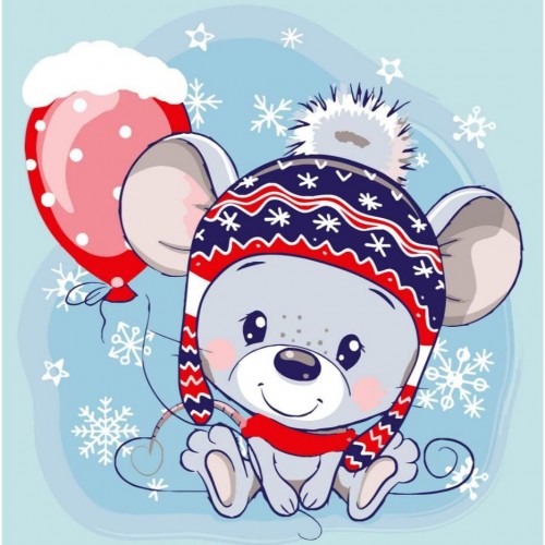 Картина по номерам "Мышонок с шариком" 30х30 см (Strateg)