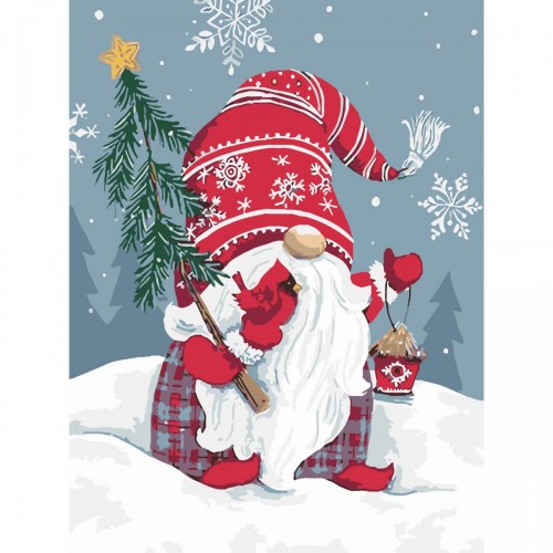 Картина по номерах "Гном із пташкою" 30х40 см (Strateg)