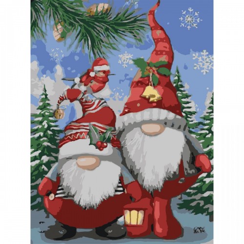 Картина по номерах "Різдвяні гноми" 30х40 см (Strateg)