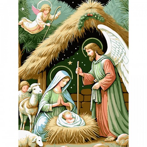Картина по номерам "Рождение Иисуса" 30х40 см (Strateg)