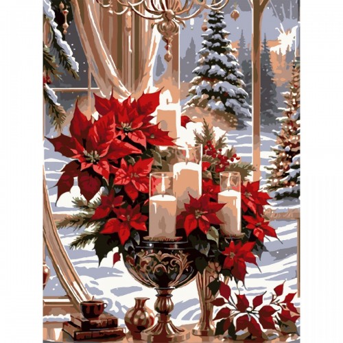 Картина по номерах "Різдвяні свічки" 30х40 см (Strateg)