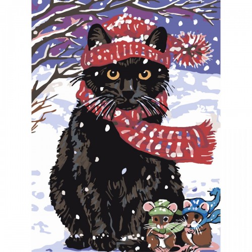 Картина по номерам "Кот и мышата 30х40 см (Strateg)