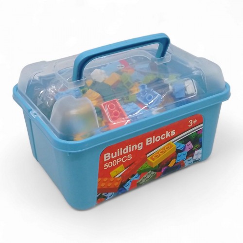 Конструктор пластиковый, 500 деталей, в боксе (голубой) (MiC)