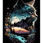 Картина по номерах на чорному фоні "Котяче відображення природи" 40х50 см (Strateg)