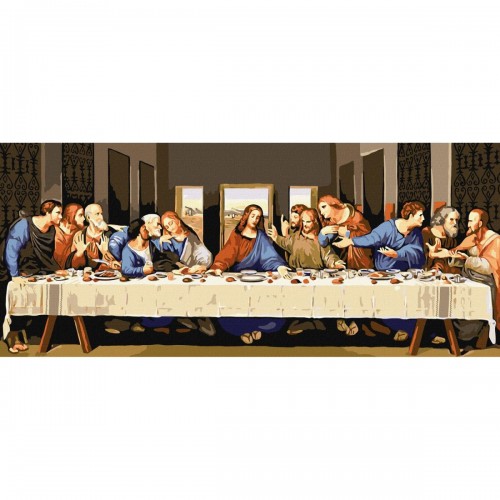 Картина за номерами "Тайна вечеря - Леонардо да Вінчі" 30х70 см (Ідейка)