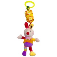 ПОГРЕМУШКА С ДЗВОНОЧКОМ И КЛИПСОЙ (ЗАЙЧЁНОК)