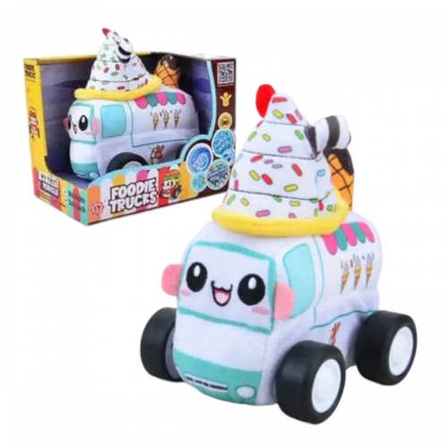 Машинка м`яка "Фургон з морозивом", звуки транспорту, веселі мелодії, вібрація, знімний чохол, гумові шини, на батарейках, в коробці (Qilun Toys)