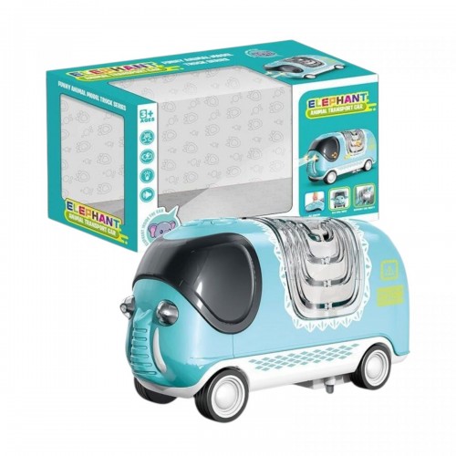Машина музична, підсвічування, їздить, звуки транспорту і тварин, машинка і слон хитаються, 2 режими: зі звуком та без, гумові шини, в коробці (MiC)