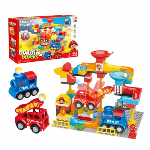 Конструктор “Пожежна частина”, 103 деталі, великі елементи, гра з кулькою, в коробці (MiC)