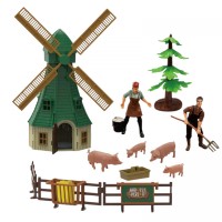 Ферма 58 элементов, трактор на батарейках, звуки, подсветка, игровые фигурки, ветряная мельница, дом, в коробке