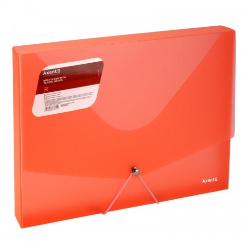 Папка на гумках об'ємна, А4, прозора червона (Axent)