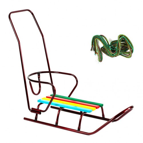 Сани "Люкс Класік" круглі полозья, з ручкою (бордові) (MiC)