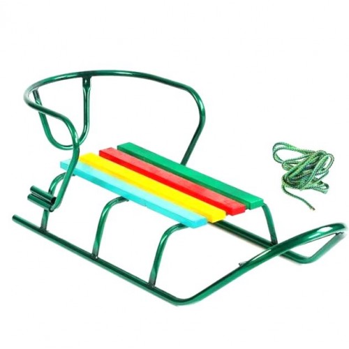 Санки "ЛЮКС КЛАСІК" - БЕЗ РУЧКИ круглі полози (колір зелений) (MiC)