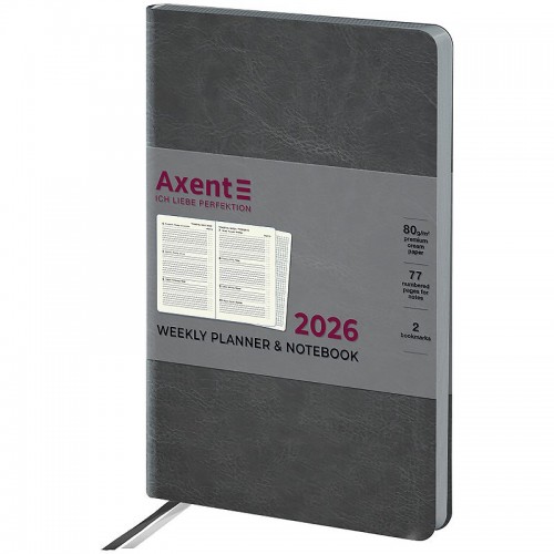 Еженедельник 2026 Partner City Soft, 125*195, серый (Axent)