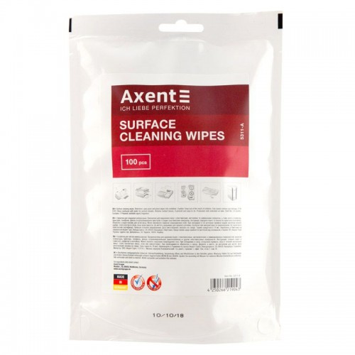 Серветки для орг.техніки вологі, змінні, 100 шт. (Axent)